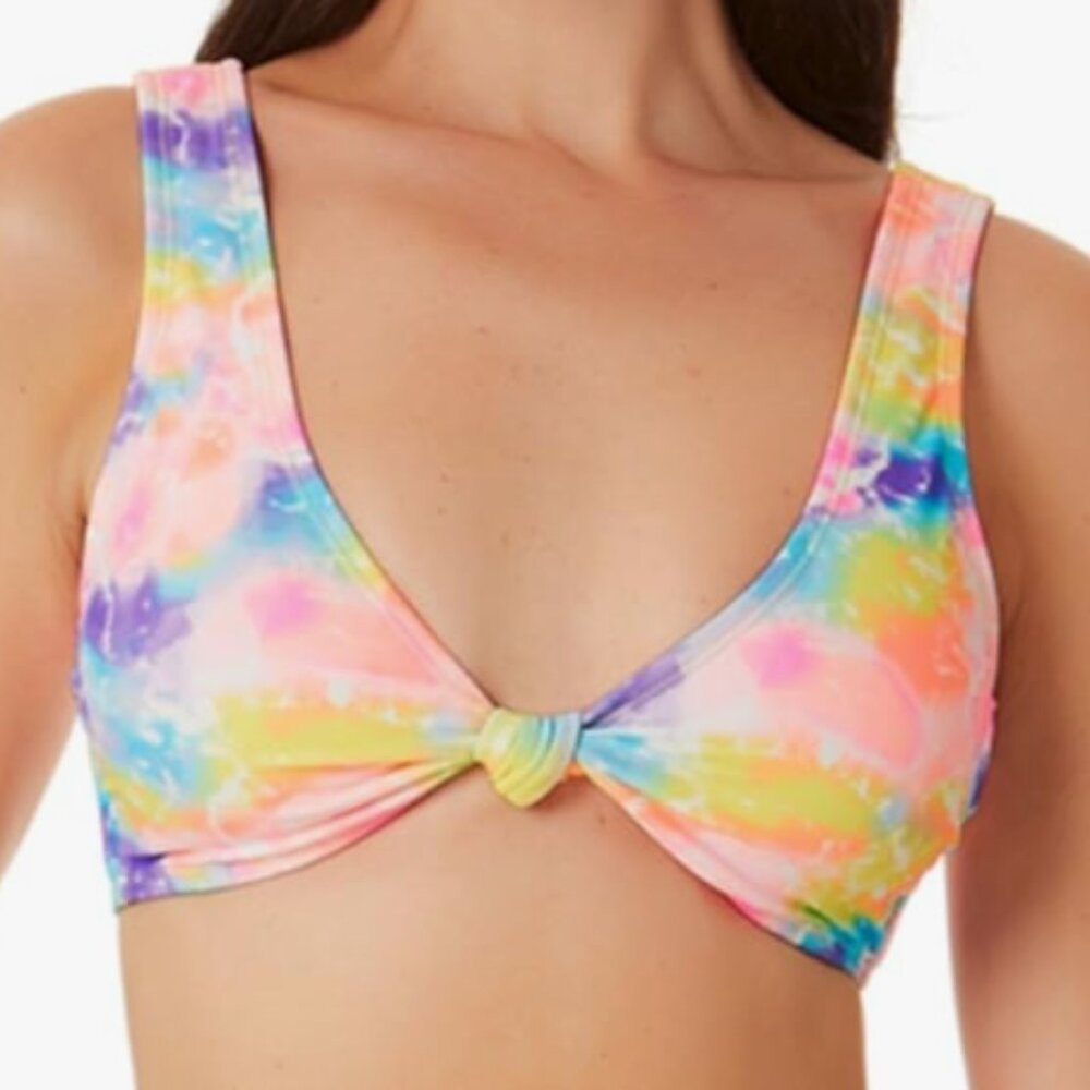 California Waves Juniors Tie-Dyed Knotted Bralette Bikini Top size L